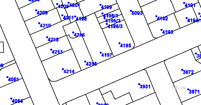 Parcela st. 4197 v KÚ Přerov, Katastrální mapa