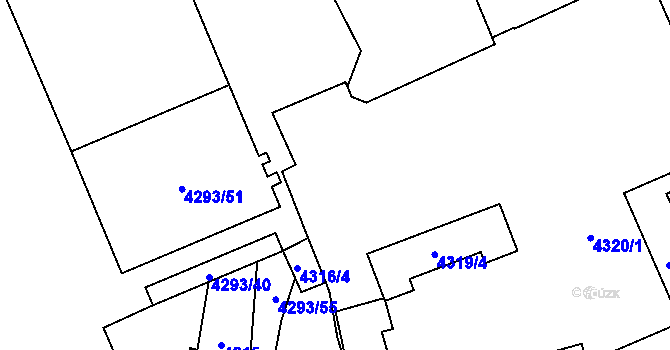 Parcela st. 4293/2 v KÚ Přerov, Katastrální mapa