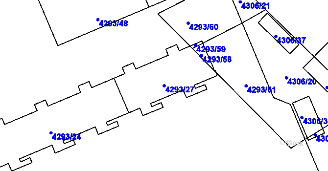 Parcela st. 4293/27 v KÚ Přerov, Katastrální mapa