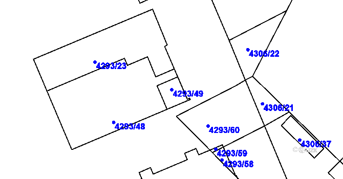 Parcela st. 4293/49 v KÚ Přerov, Katastrální mapa