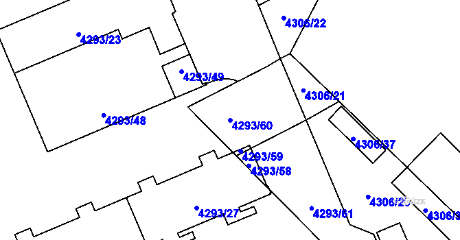 Parcela st. 4293/60 v KÚ Přerov, Katastrální mapa