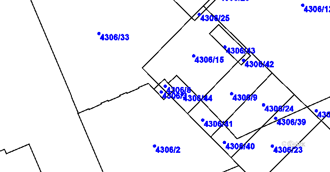 Parcela st. 4306/8 v KÚ Přerov, Katastrální mapa