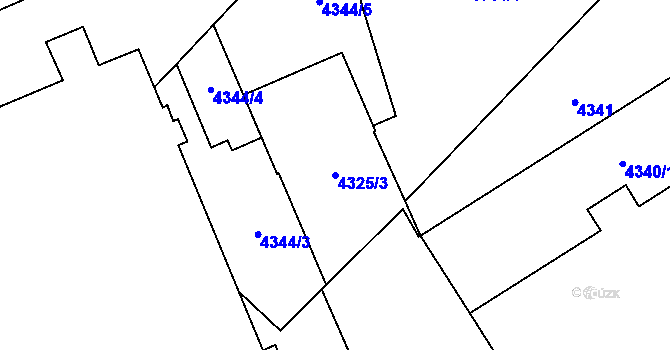 Parcela st. 4325/3 v KÚ Přerov, Katastrální mapa