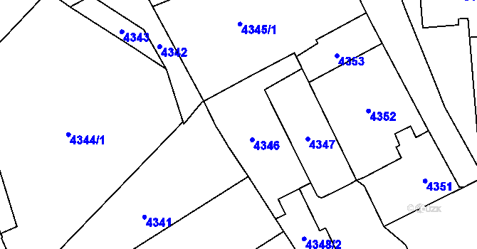Parcela st. 4346 v KÚ Přerov, Katastrální mapa