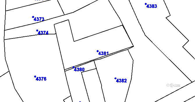 Parcela st. 4381 v KÚ Přerov, Katastrální mapa