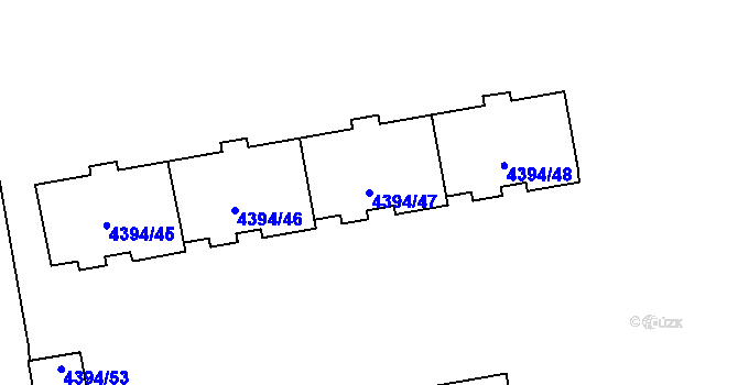 Parcela st. 4394/47 v KÚ Přerov, Katastrální mapa