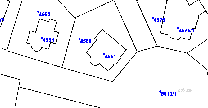 Parcela st. 4551 v KÚ Přerov, Katastrální mapa