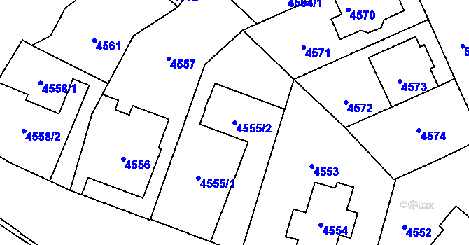 Parcela st. 4555/2 v KÚ Přerov, Katastrální mapa