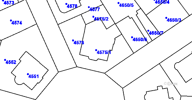 Parcela st. 4575/1 v KÚ Přerov, Katastrální mapa