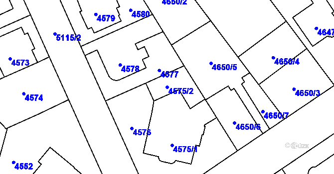 Parcela st. 4575/2 v KÚ Přerov, Katastrální mapa