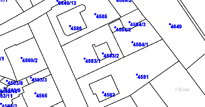 Parcela st. 4583/2 v KÚ Přerov, Katastrální mapa