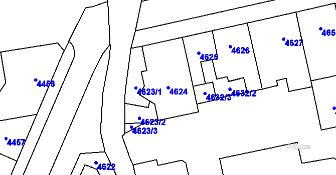 Parcela st. 4624 v KÚ Přerov, Katastrální mapa