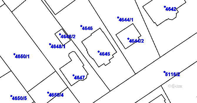 Parcela st. 4645 v KÚ Přerov, Katastrální mapa