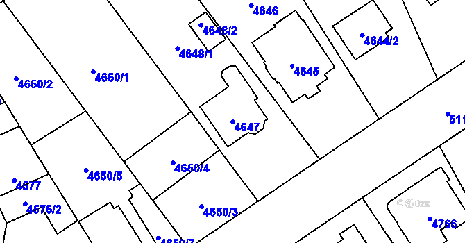Parcela st. 4647 v KÚ Přerov, Katastrální mapa