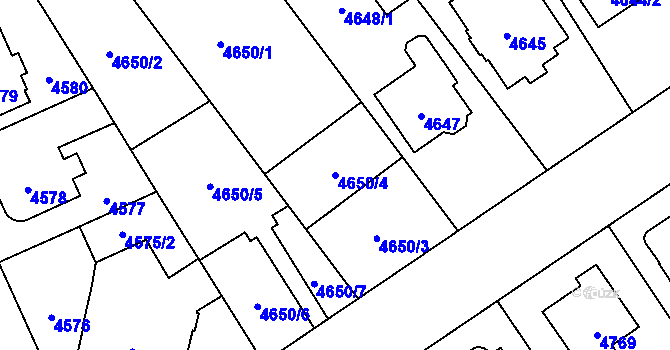 Parcela st. 4650/4 v KÚ Přerov, Katastrální mapa