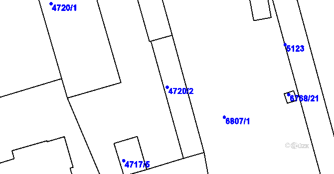 Parcela st. 4720/2 v KÚ Přerov, Katastrální mapa
