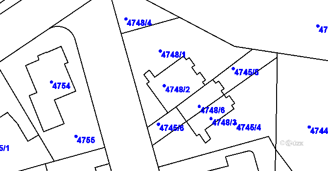 Parcela st. 4748/2 v KÚ Přerov, Katastrální mapa