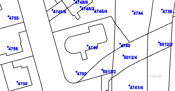 Parcela st. 4749 v KÚ Přerov, Katastrální mapa