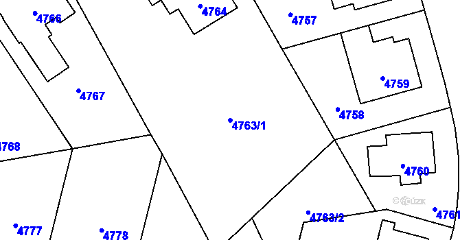 Parcela st. 4763/1 v KÚ Přerov, Katastrální mapa