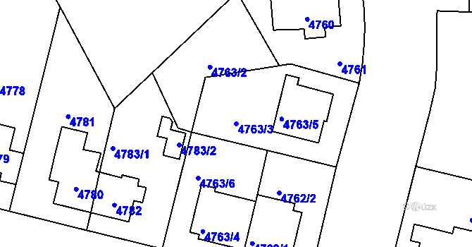 Parcela st. 4763/3 v KÚ Přerov, Katastrální mapa