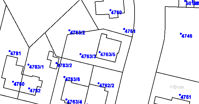 Parcela st. 4763/5 v KÚ Přerov, Katastrální mapa