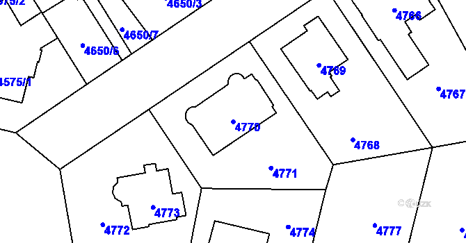 Parcela st. 4770 v KÚ Přerov, Katastrální mapa