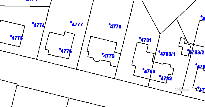 Parcela st. 4779 v KÚ Přerov, Katastrální mapa