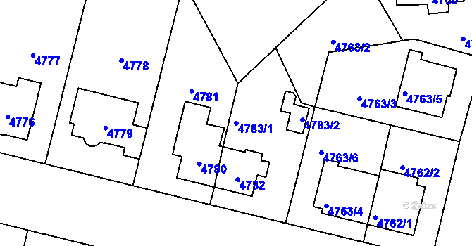 Parcela st. 4783/1 v KÚ Přerov, Katastrální mapa
