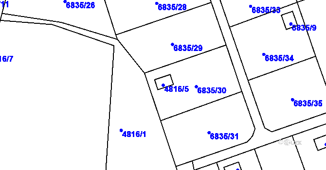 Parcela st. 4816/5 v KÚ Přerov, Katastrální mapa