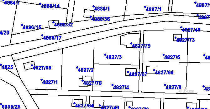Parcela st. 4827/3 v KÚ Přerov, Katastrální mapa