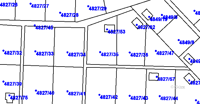 Parcela st. 4827/35 v KÚ Přerov, Katastrální mapa