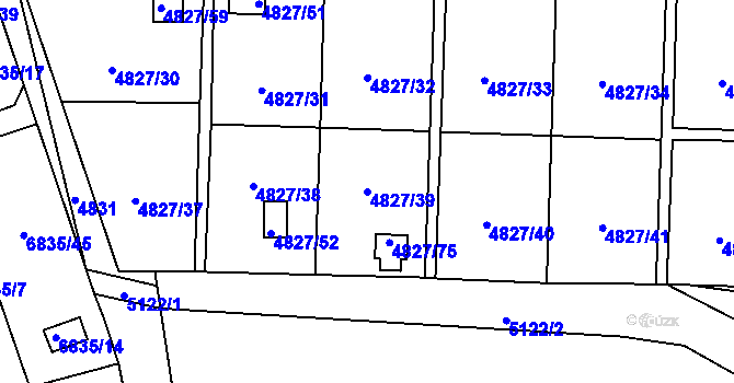 Parcela st. 4827/39 v KÚ Přerov, Katastrální mapa