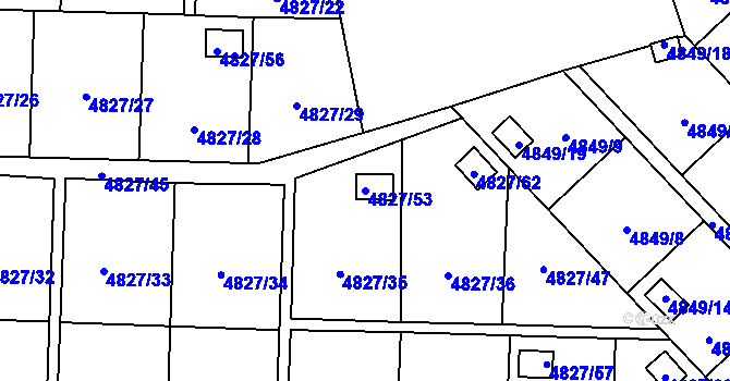 Parcela st. 4827/53 v KÚ Přerov, Katastrální mapa