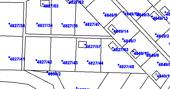 Parcela st. 4827/57 v KÚ Přerov, Katastrální mapa
