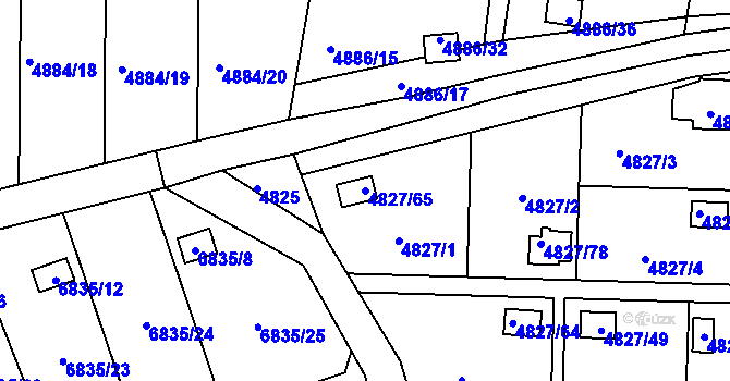Parcela st. 4827/65 v KÚ Přerov, Katastrální mapa
