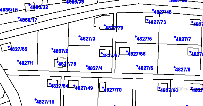 Parcela st. 4827/67 v KÚ Přerov, Katastrální mapa