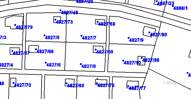Parcela st. 4827/69 v KÚ Přerov, Katastrální mapa