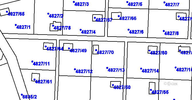 Parcela st. 4827/70 v KÚ Přerov, Katastrální mapa