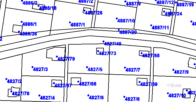 Parcela st. 4827/73 v KÚ Přerov, Katastrální mapa