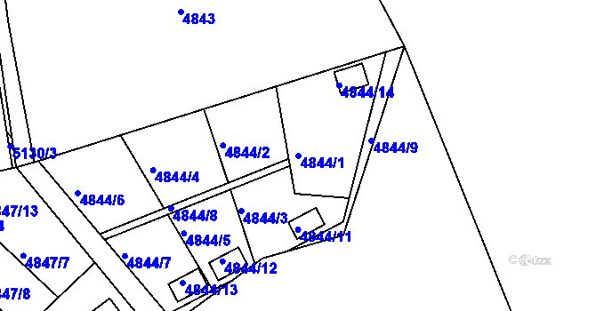 Parcela st. 4844/1 v KÚ Přerov, Katastrální mapa