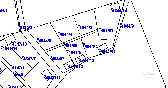 Parcela st. 4844/3 v KÚ Přerov, Katastrální mapa