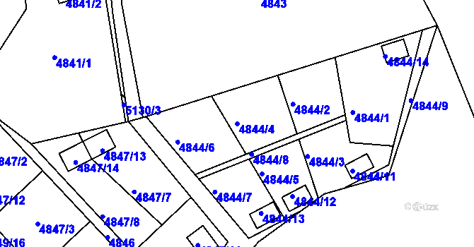 Parcela st. 4844/4 v KÚ Přerov, Katastrální mapa