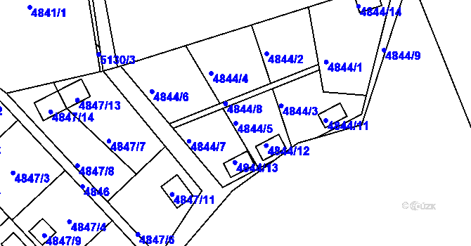 Parcela st. 4844/5 v KÚ Přerov, Katastrální mapa