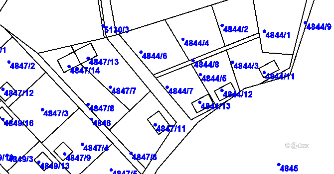 Parcela st. 4844/7 v KÚ Přerov, Katastrální mapa