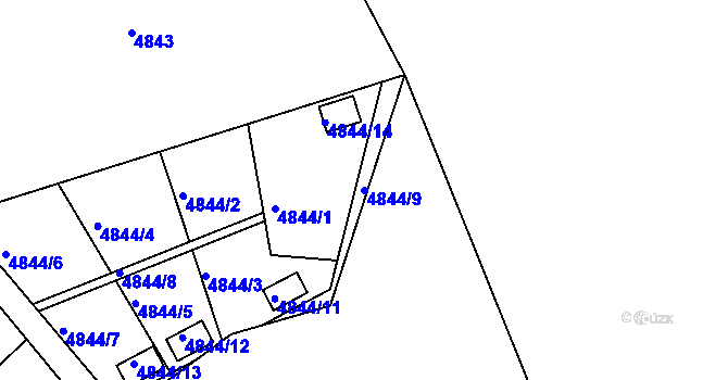 Parcela st. 4844/9 v KÚ Přerov, Katastrální mapa
