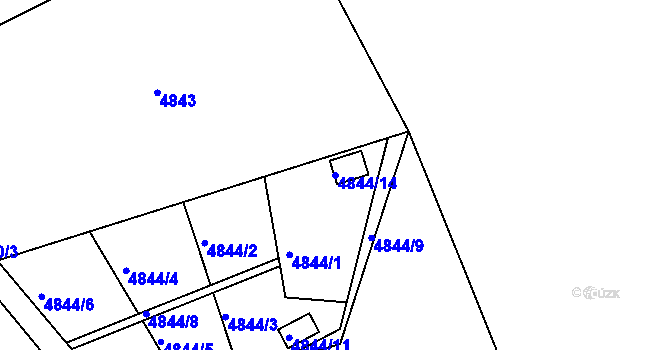 Parcela st. 4844/14 v KÚ Přerov, Katastrální mapa