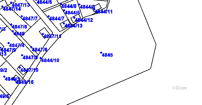 Parcela st. 4845 v KÚ Přerov, Katastrální mapa
