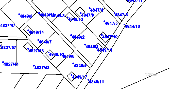 Parcela st. 4849/1 v KÚ Přerov, Katastrální mapa