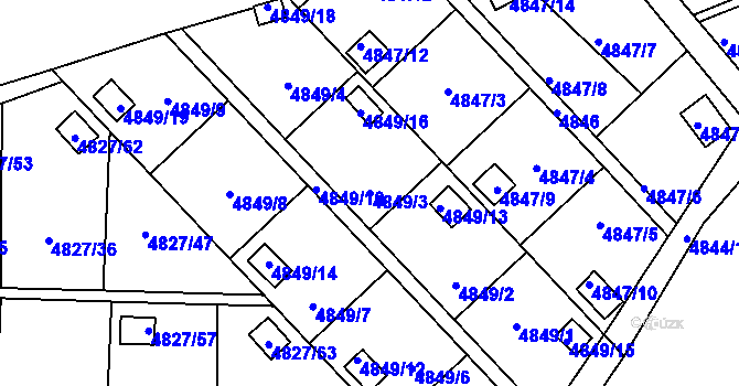 Parcela st. 4849/3 v KÚ Přerov, Katastrální mapa