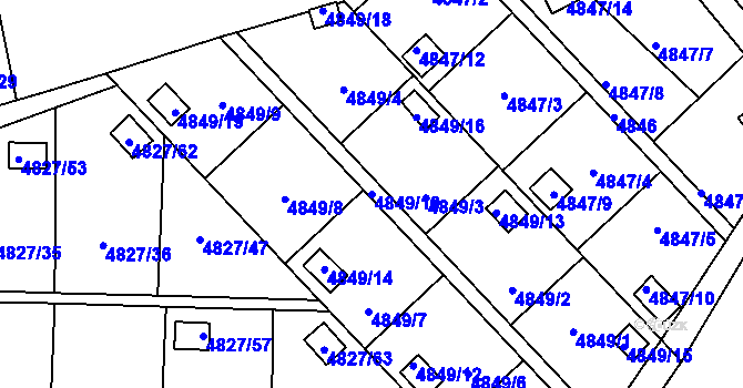Parcela st. 4849/10 v KÚ Přerov, Katastrální mapa